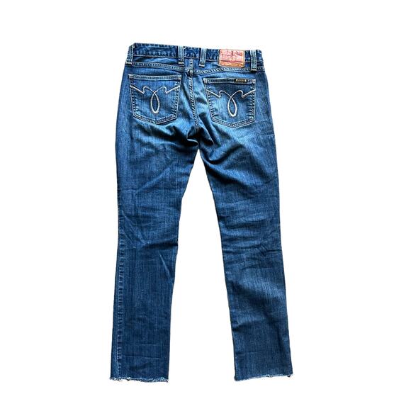 Womens Lucky Brand Lola Straight Run Stitch Jeans 2/26 Frayed Hem Low Rise - Picture 4 of 14